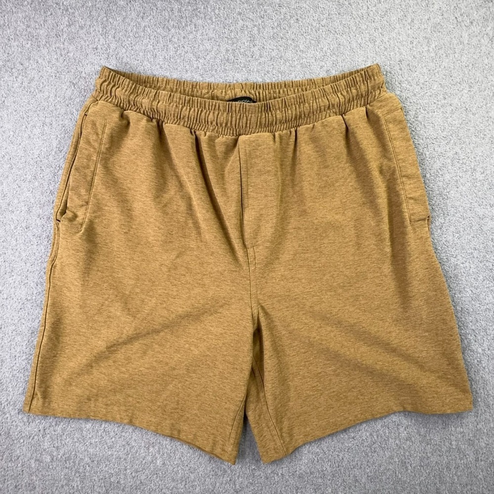 Beyond Yoga Spacedye Lounge Shorts Mens Large Beige Elastic Waist Zip Pocket USA